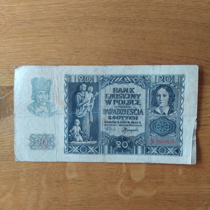 #22, 20 złotych, 1940r, seria F