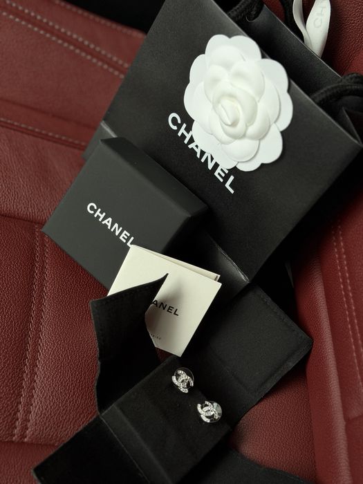 Серьги chanel мини в сепебре полный комплект