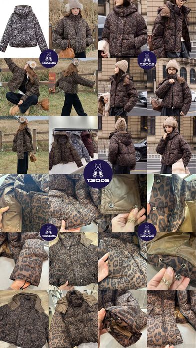 Теплая куртка леопардовая черный пуховик со стразами короткий Зара СМЛ