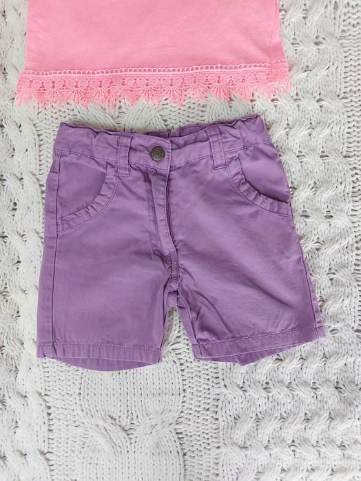 Zestaw bluzka neonowy róż spodenki 86