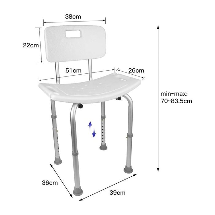 Taboret prysznicowy z oparciem.