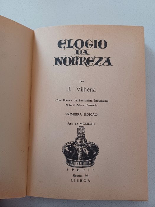 Livro Elogio da Nobreza - Vilhena