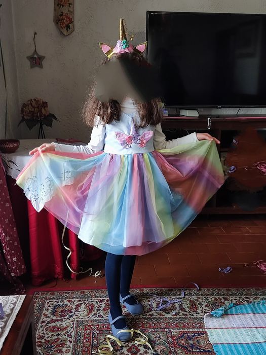 Fato carnaval unicórnio 120 cm 6 a 7 anos