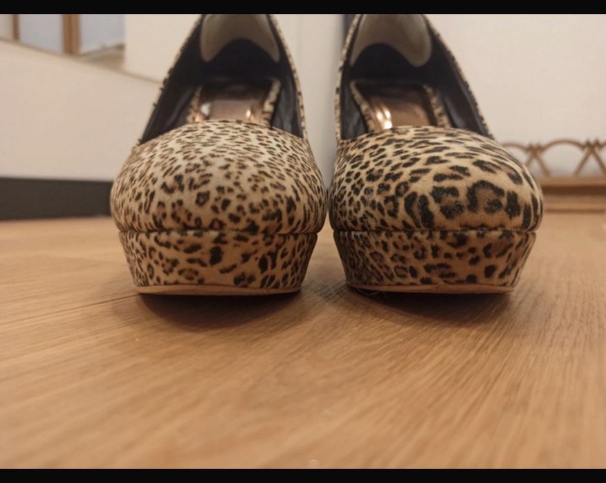 Panterkowe szpilki na platformie kobiece buty sexy chick