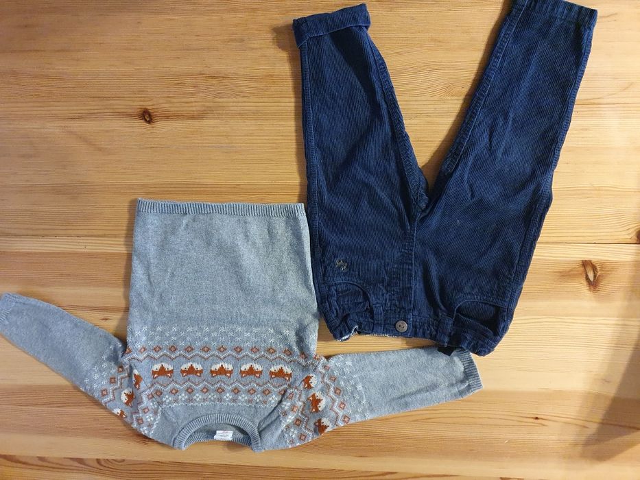 Elegancki komplet dla chłopca: sweterki h&m i spodnie 80-86