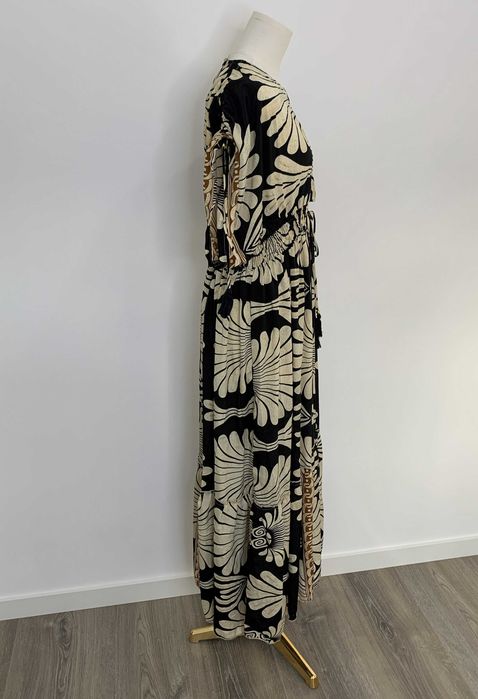 Vestido preto boho com cintura elástica - tamanho único (veste S-XL) - novo
