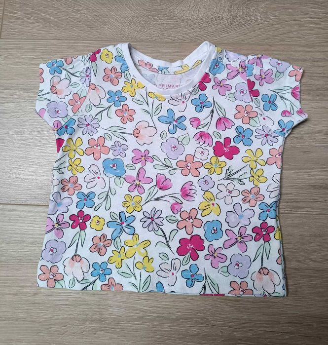 Koszulka krótki rękaw t-shirt kwiaty 'Primark' 62