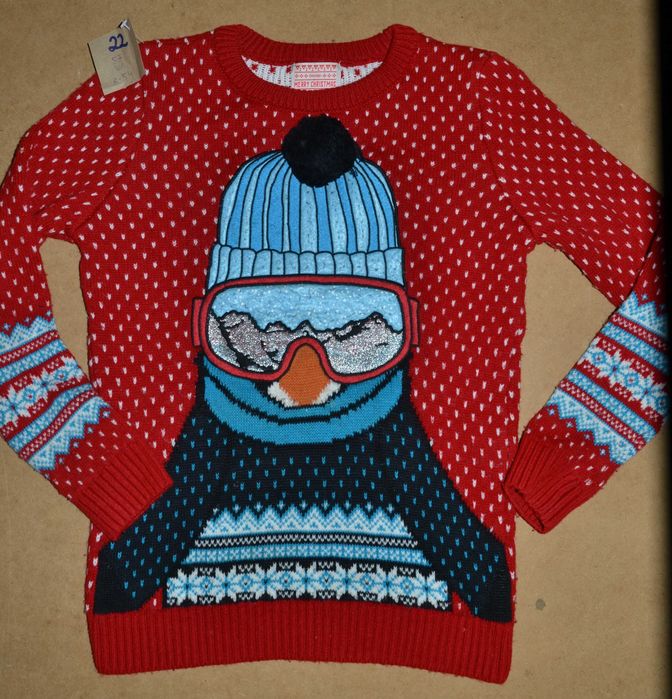 83* george Świąteczny sweter zabawny Pingwin 7/8 lat_122/128 cm
