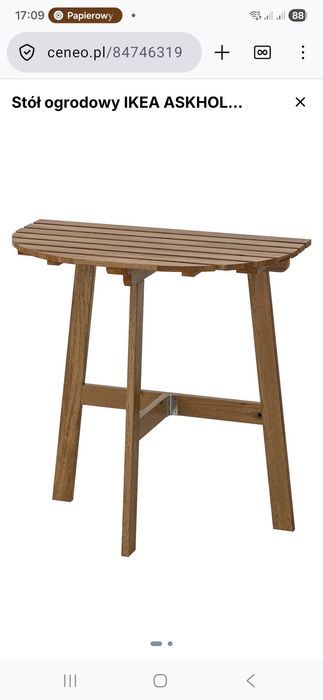 Ikea Askholem stolik ogrodowy półokrągły