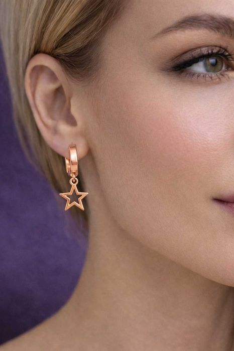 Золоті сережки 585 проби із зіркою (В наявності)