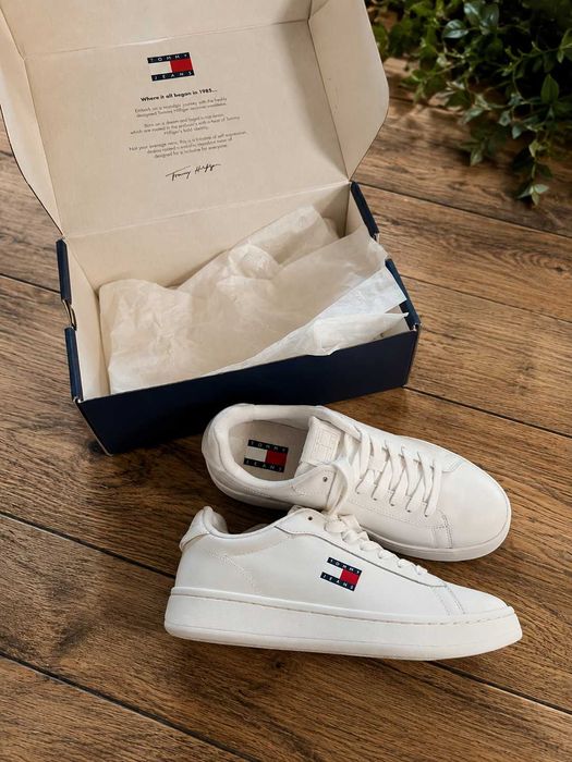 TOMMY JEANS białe sneakersy damskie 38 – NOWE, skórzane, oryginalne