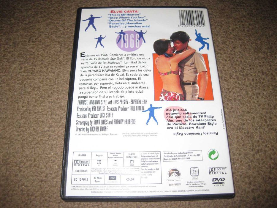 DVD "Paraíso Hawaiano" com Elvis Presley/Raro!