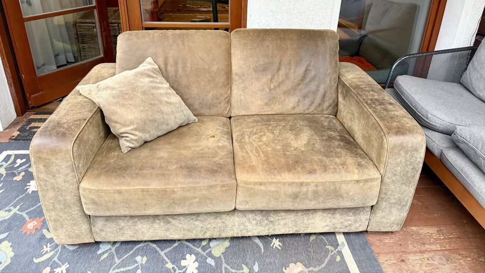 Skórzana kanapa sofa brązowa