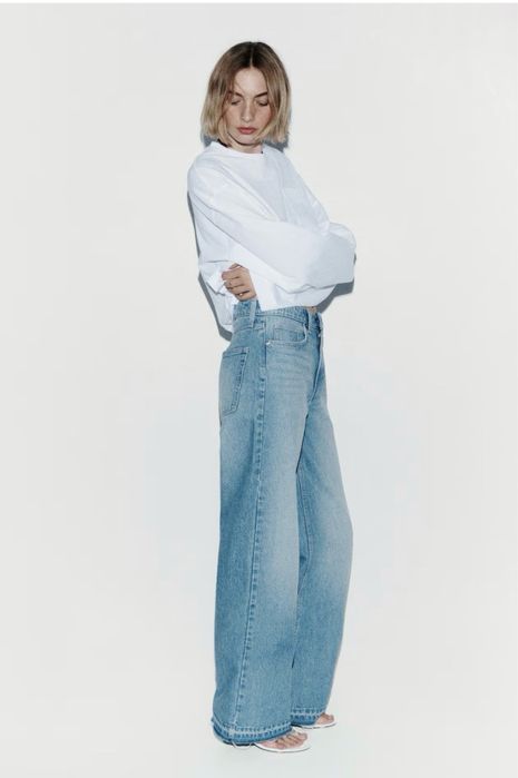 Джинси блакитні широкі кльош H&M