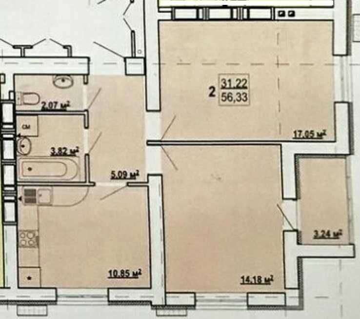 Продам 2-комн квартиру 55м2 в Новострое ЖК ГИДРОПАРК MV
