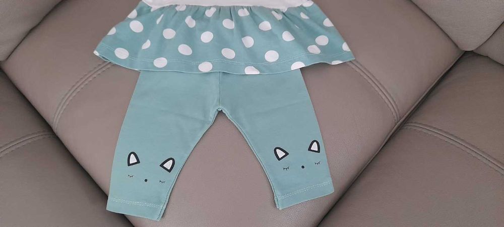 Śliczny komplet bluzeczka i legginsy 3/4 rozm. 74 80 - stan idealny