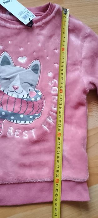 Nowa miękka pluszowa bluza różowa kot 134 Sinsay