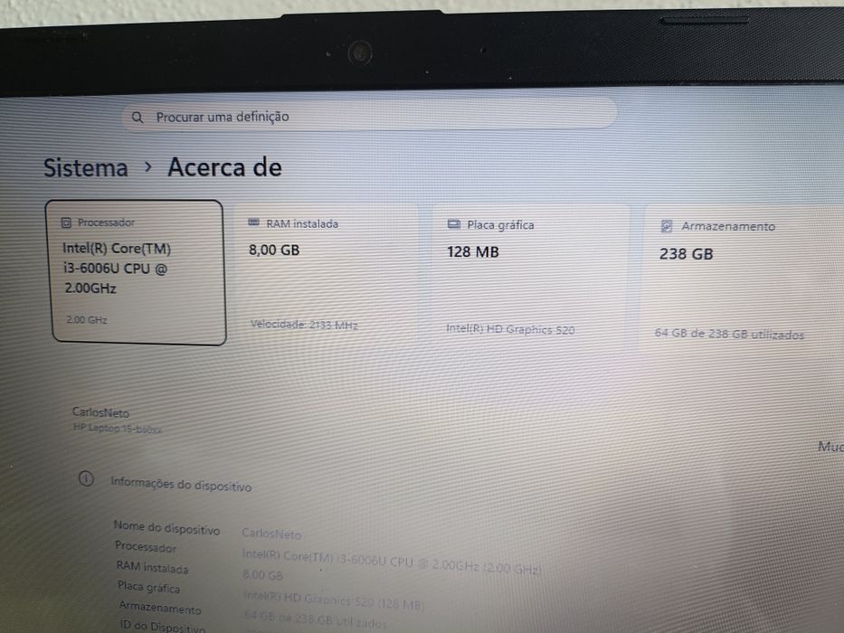 Computador portátil hp