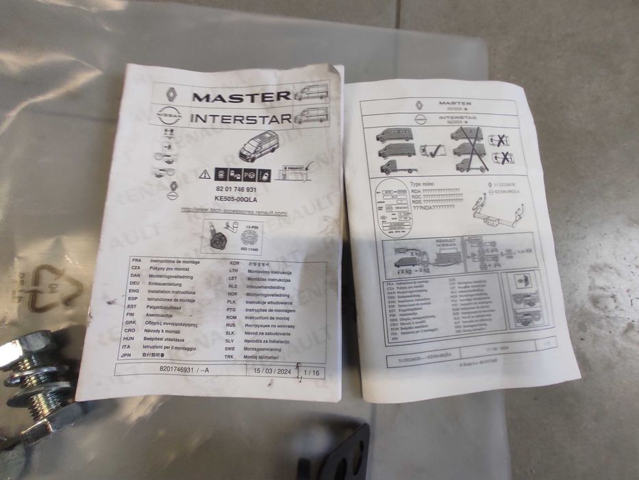 Nowy oryginalny Hak holowniczy Renault Master 24- Nissan Interstsr
