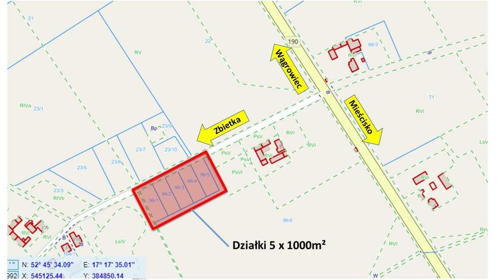 Działka budowlana 1000 m2 Zbietka