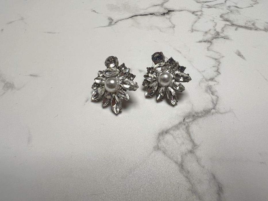 Сережки з перлинами та кристалами