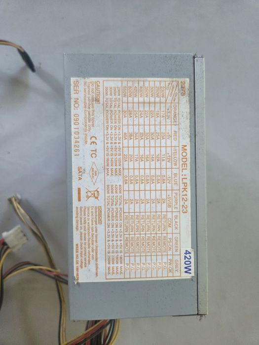 Sprzedam zasilacz do komputera stacjonarnego 420W ze zdjecia