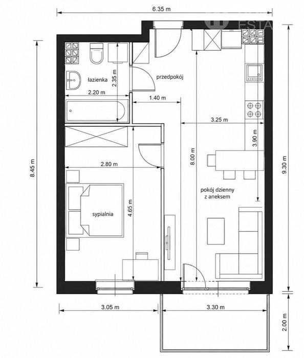 2 pokoje | balkon | stan deweloperski - Widok 2