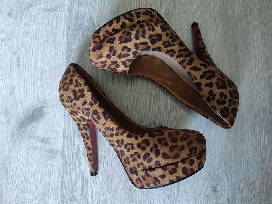 ## NOWE botki sexy szpilki brązowe panterka La Scarpe 38 39 40 ##