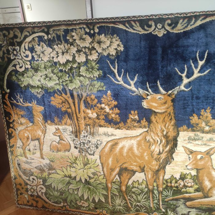 Tapeçaria de parede vintage dos anos 60 – Imagem de veados na natureza