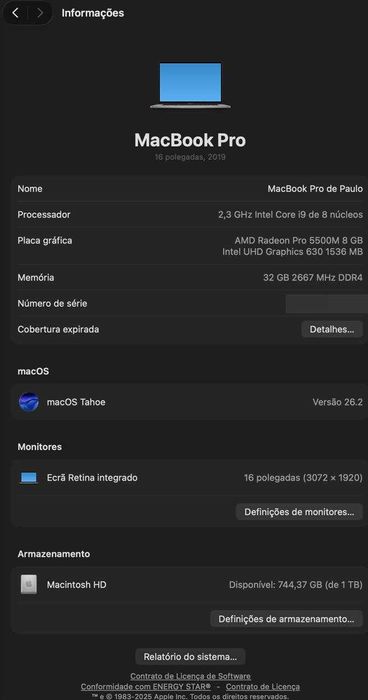 MacBook Pro 16" 2019 (i9, 32GB, 1TB)