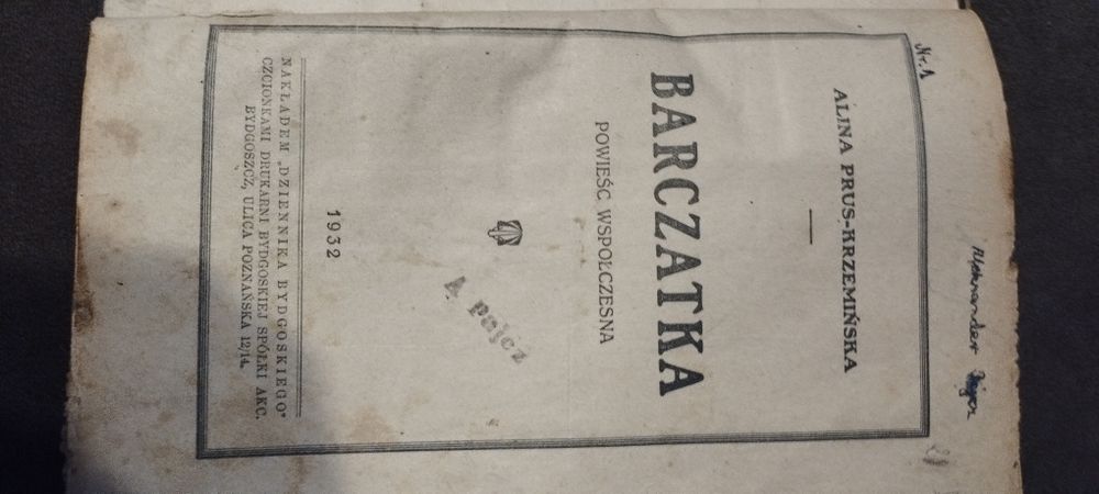 Barczatka Alina Prus Krzemińska powieść z 1932