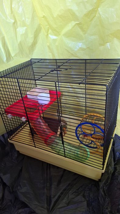 Klatka dla Chomika Myszy Domek + Kołowrotek + Miseczka