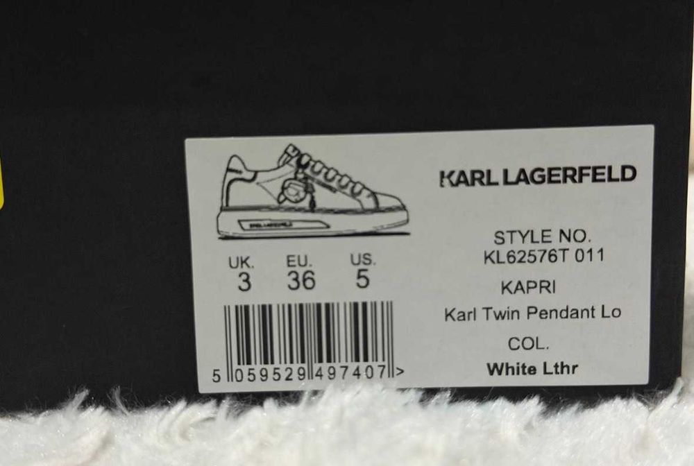 Białe Buty Damskie Sneakersy Karl Lagerfeld Kapri Twin Pendant r.36