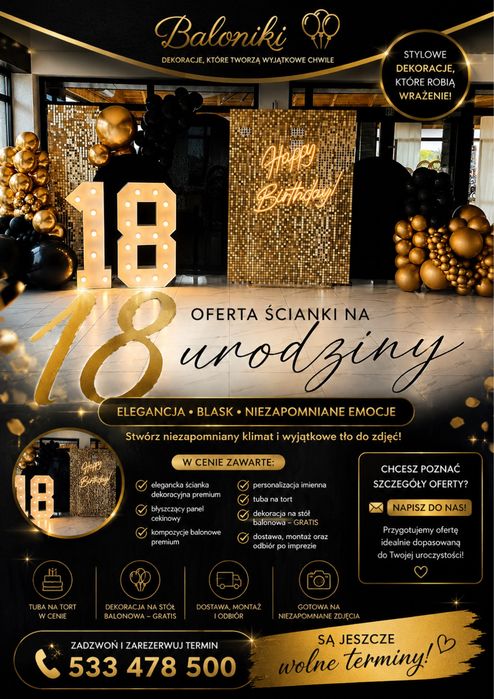 Dekoracje na imprezy | Ścianki balonowe i cekinowe | Atrakcyjne ceny