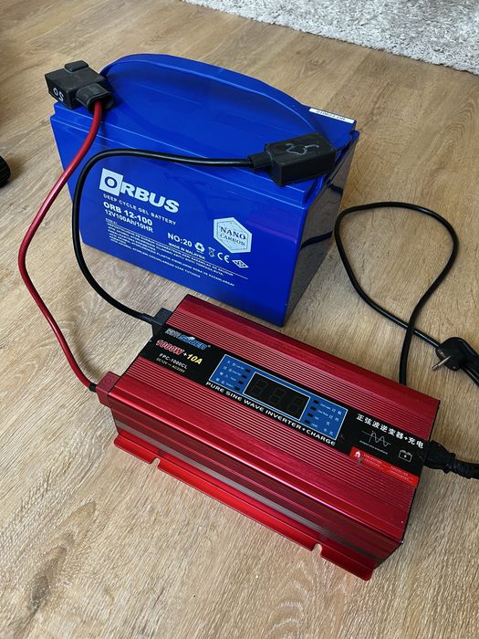 Гелевий акумулятор ORBUS 100Ah  + інвертор 1000W чиста синусоіда