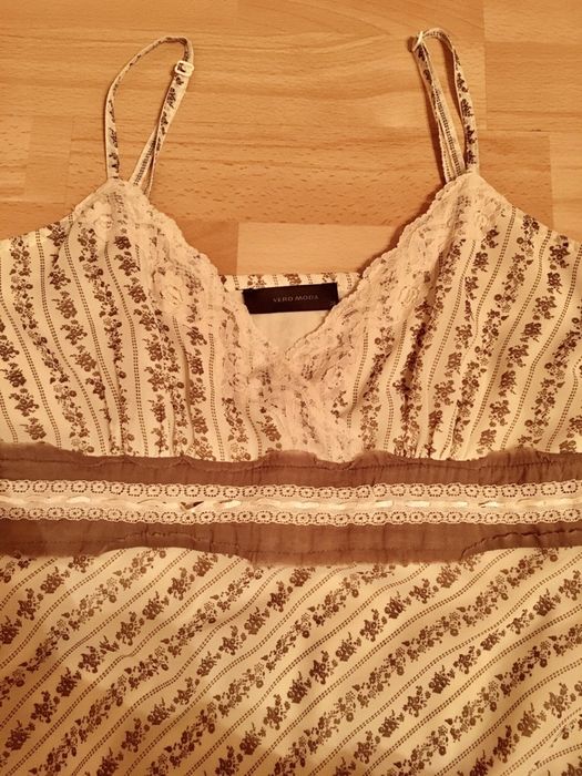 Vero moda r.38, sukienka bezowo brazowa,na ramiaczkach,lekka i zwiewna