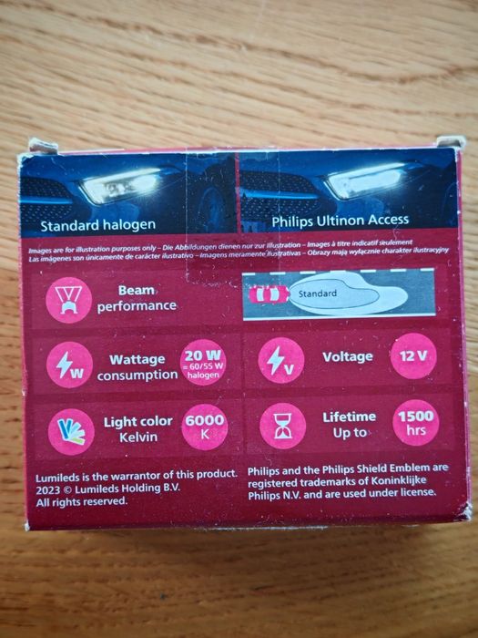 2x PHILIPS żarówki LED H4 / H19 ULTINON Access