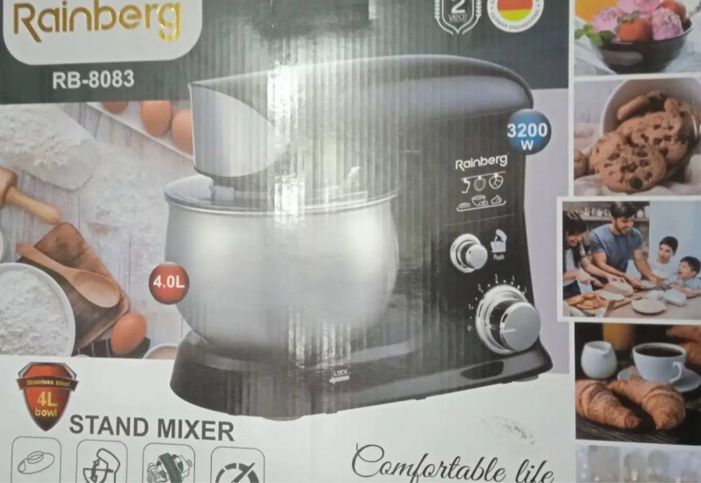 Тестомес Rainberg RB 8083 планетарный миксер блендер кухонный комбайн