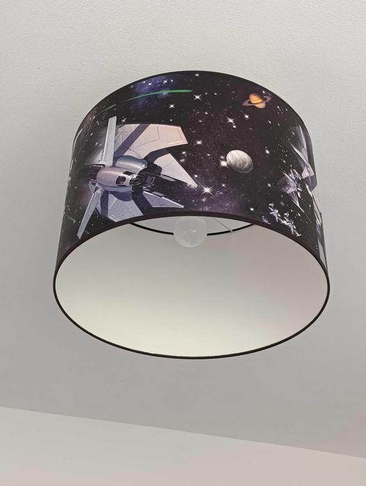 Lampa sufitowa abażur wisząca kosmos statki sci-fi do pokoju chłopca