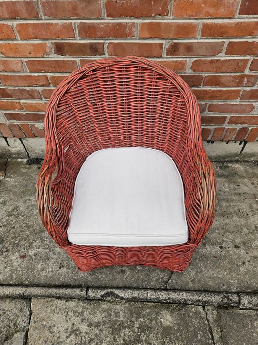 Duzy Fotel ogrodowy tarasowy rattanowy z poduszka