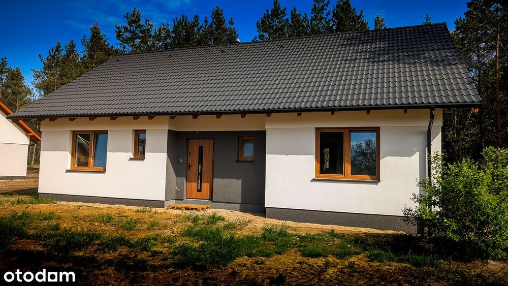 Nowy parterowy dom jednorodzinny, wolnostojący z 4 pokojami, cisza las