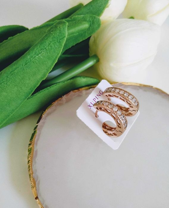 Kolczyki damskie kółka z cyrkoniami Xuping