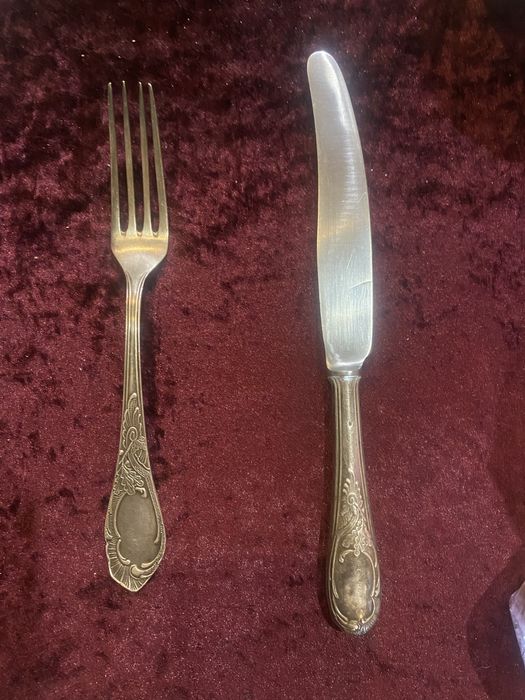 Столовый нож с вилкой из серебра 875 пообы. Киев