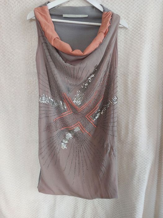 Sukienka Mellow Peach S/M z cekinami – wiskoza i bawełna
