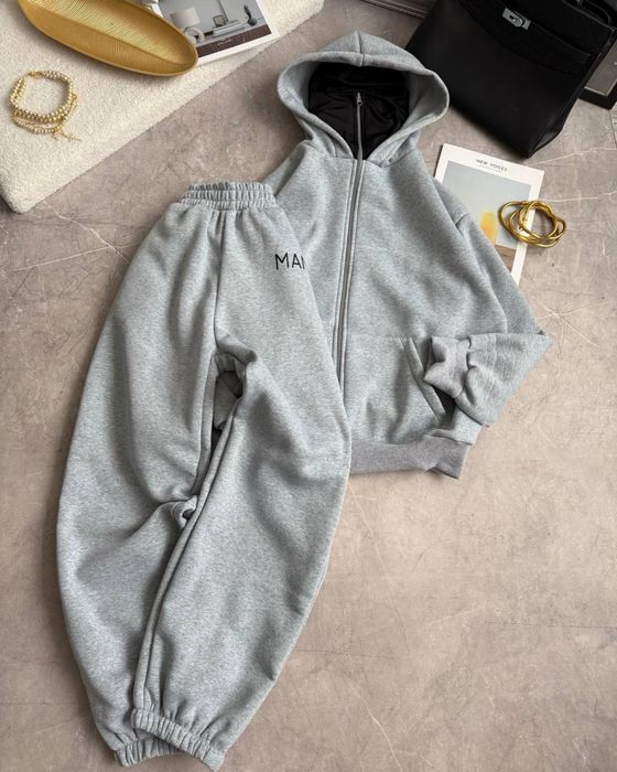 Жіночий костюм Manto/Манто оверсайз на флісі з маскою (худі+штани)