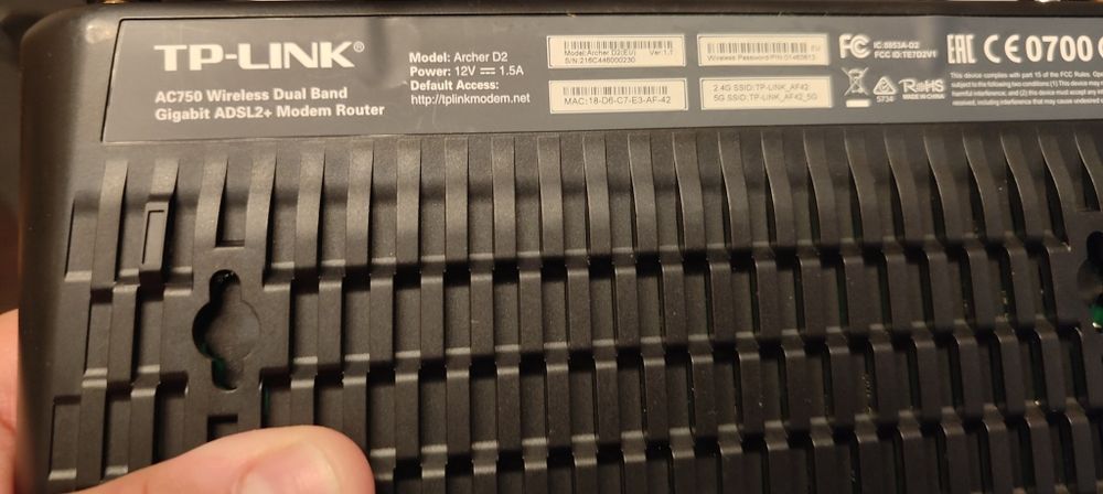 Router TP Link Archer D2 AC750 Access Point WAN DSL
