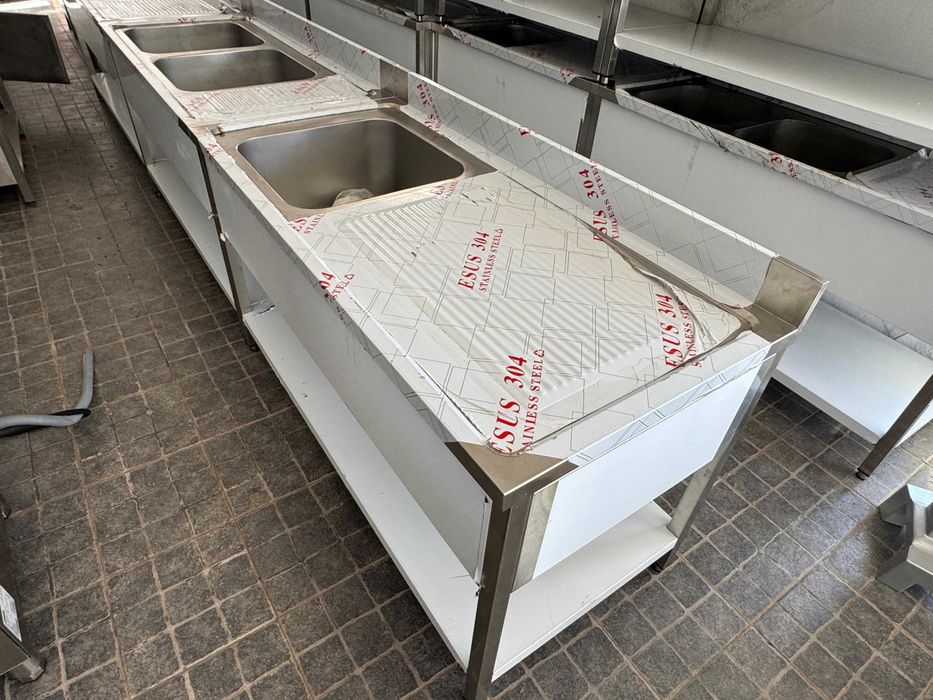 ACM1654 - Bancada de Lavagem Inox 1,5m de 1 Pio 50x50cm - NOVA