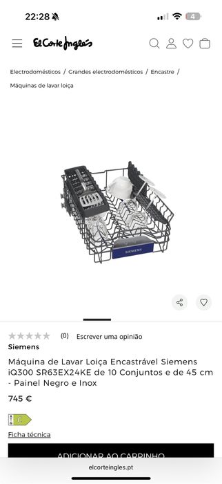 Maquina Loiça Encastrável Siemens iQ300 SR63EX24KE