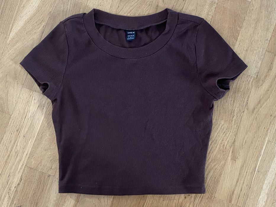 Bluzka brązowa z krótkim rękawem r.36