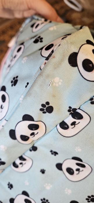 Plecak piórnik loozz panda turkus usztywniane plecy lekki trzykomorowy